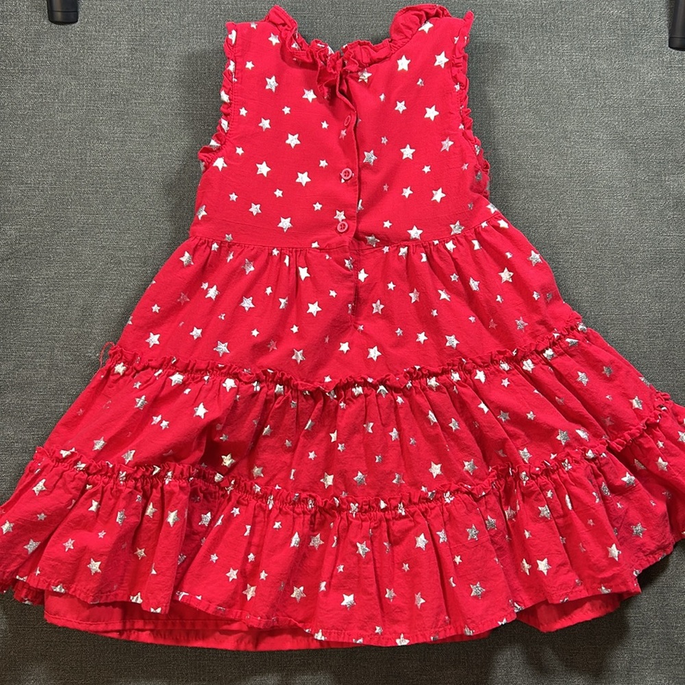 Cynthia Rowley Girls Size 4T Red Dress with Silver Stars - Picture 3 of 6